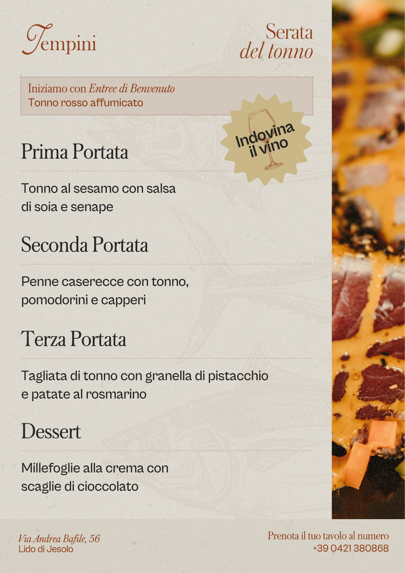 Serata Tonno indovina il vino